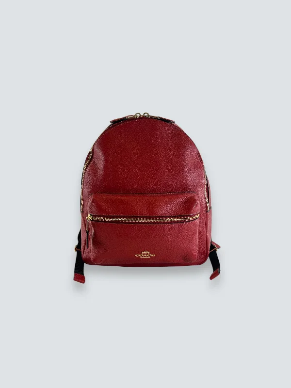 Coach Red Leather Backpack