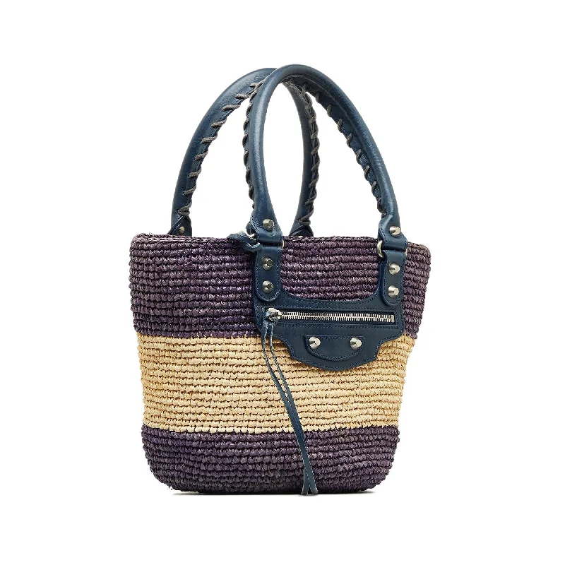 Balenciaga Motocross Classic Raffia Panier Handbag (SHG-AcdCnl)