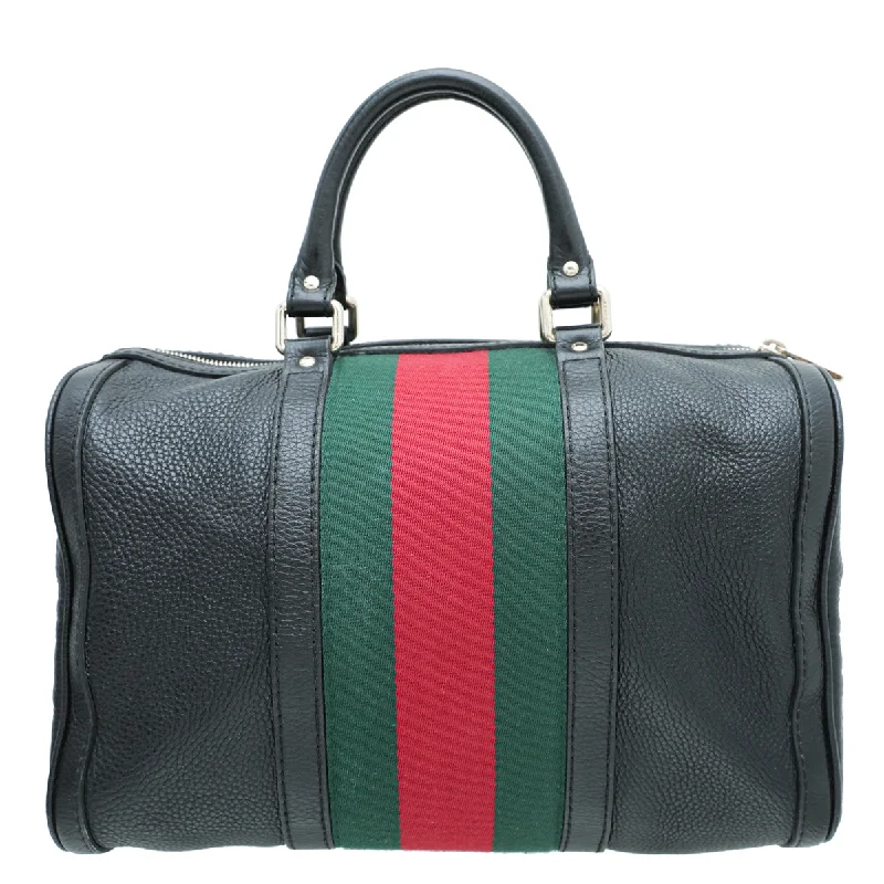 Gucci Black Web Boston Bag