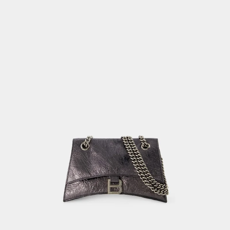 Crush S Crossbody - Balenciaga - Leather - Steel Grey