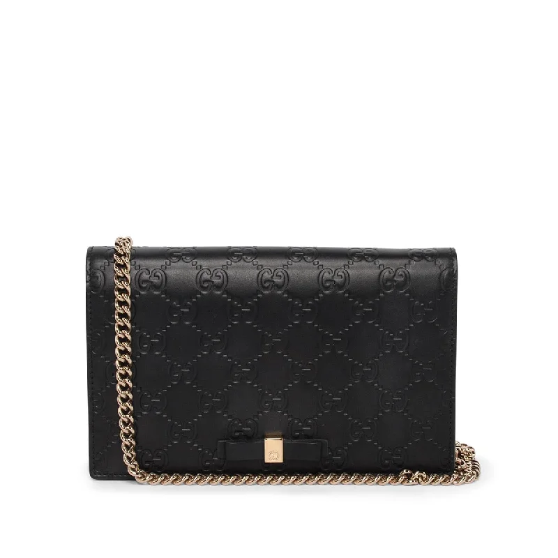 Gucci Black Guccissima Signature Bow Wallet On Chain