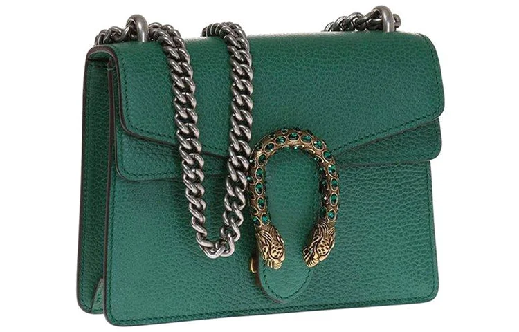 (WMNS) GUCCI Dionysus Tiger Head Leather Chain Shoulder Messenger Bag Mini Green Classic 421970-CAOGX-3120