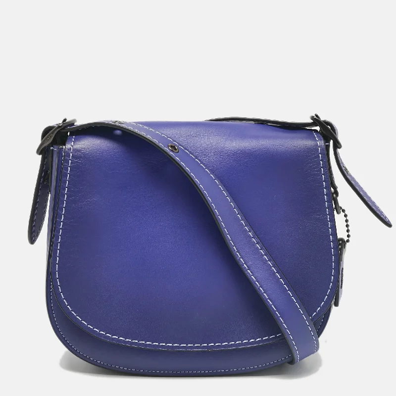 Purple Leather Saddle 23 Crossbody Bag