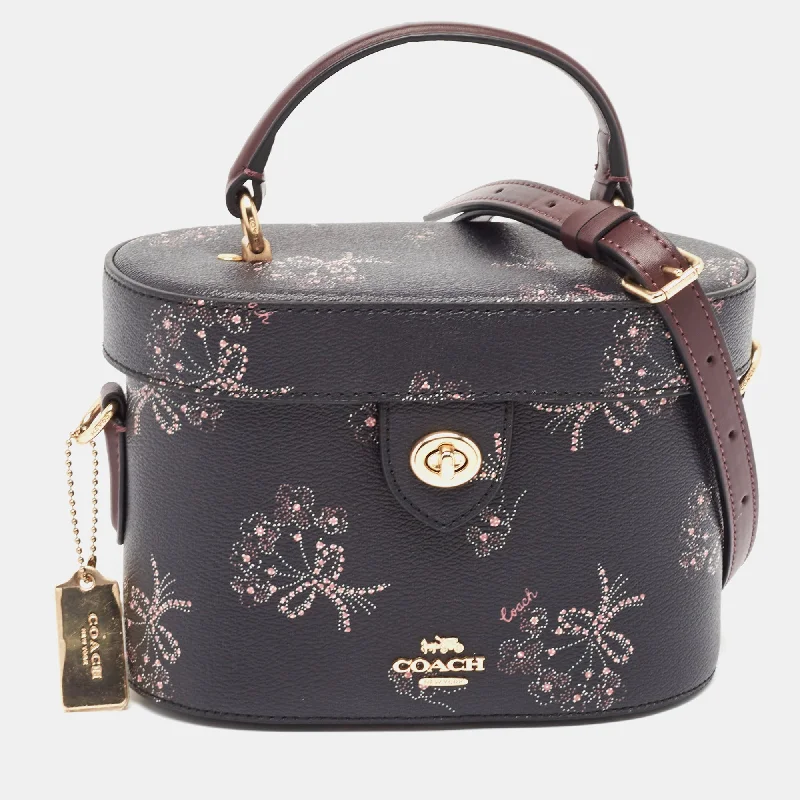 Black Ribbon Bouquet Print Leather Kay Crossbody Bag