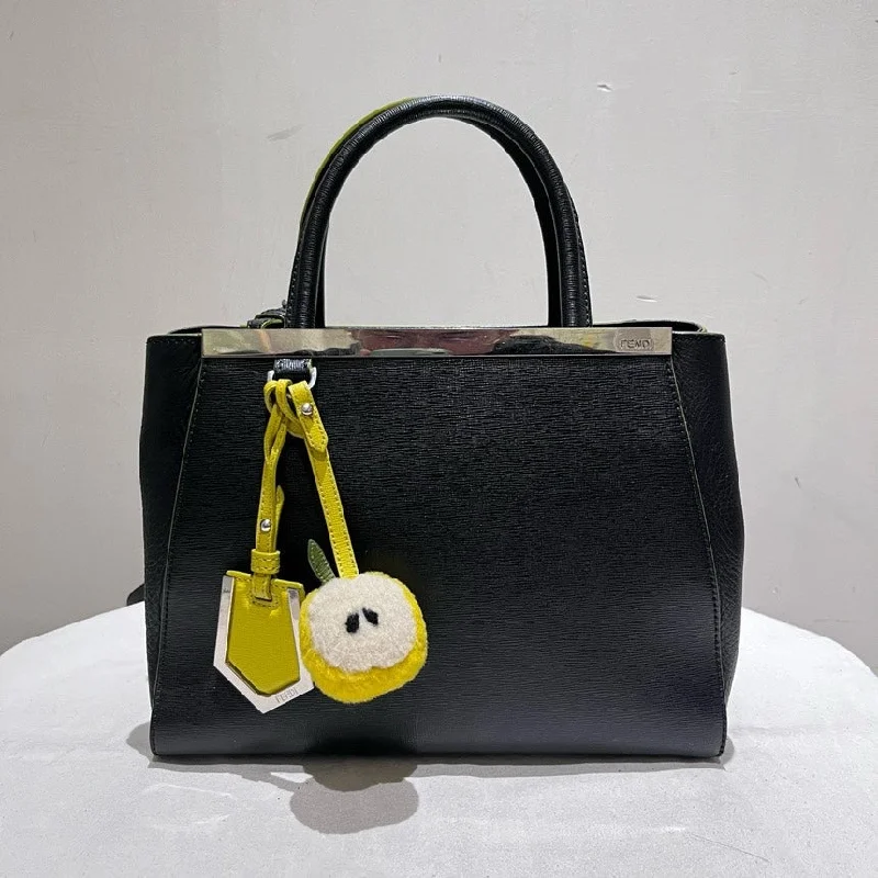 Fendi 2 Jours Black Calfskin Bag Medium Size