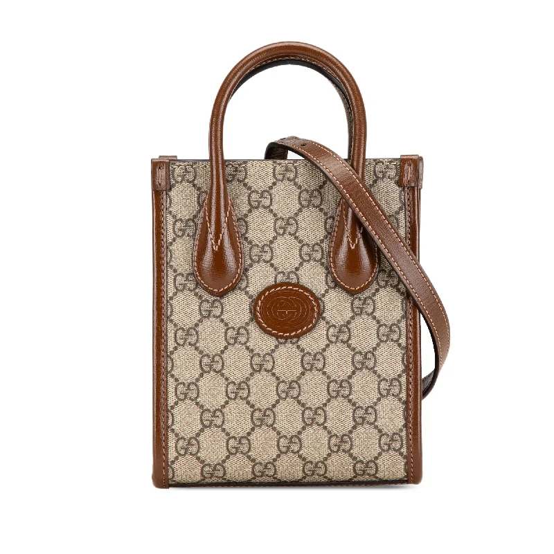 Brown Gucci Mini GG Supreme Interlocking G Satchel