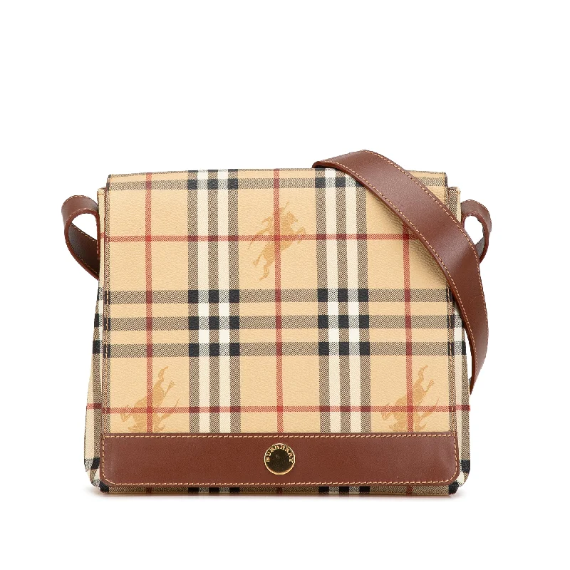 Brown Burberry Haymarket Check Coated Canvas Crossbody