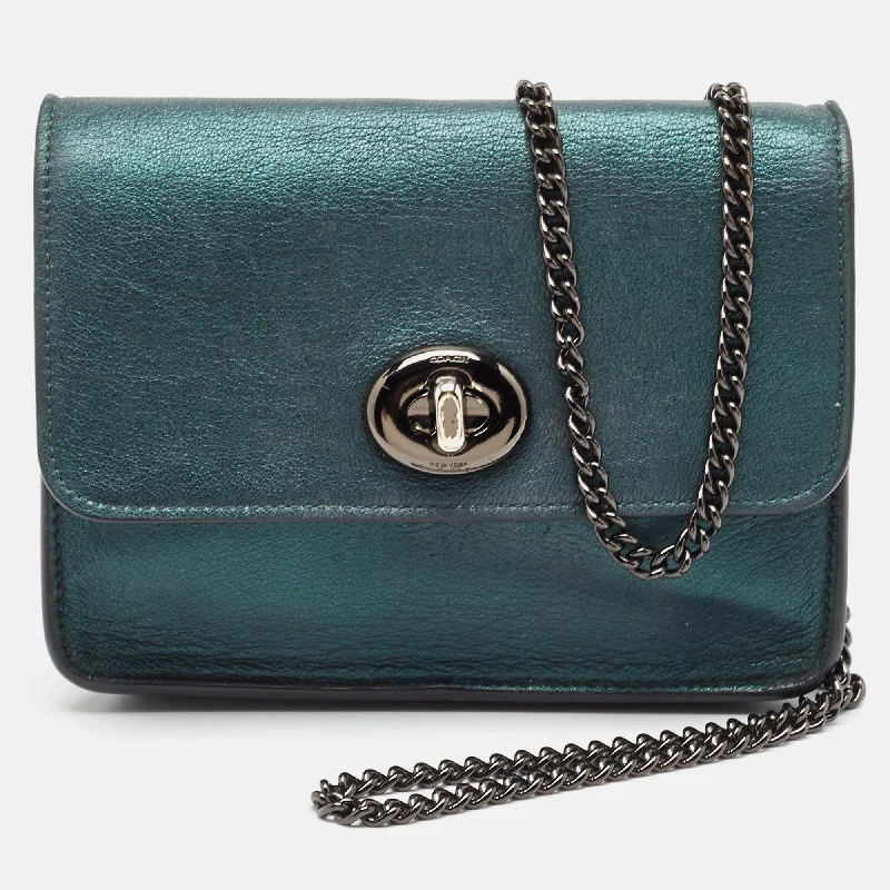 Metallic Green Leather Bowery Crossbody Bag