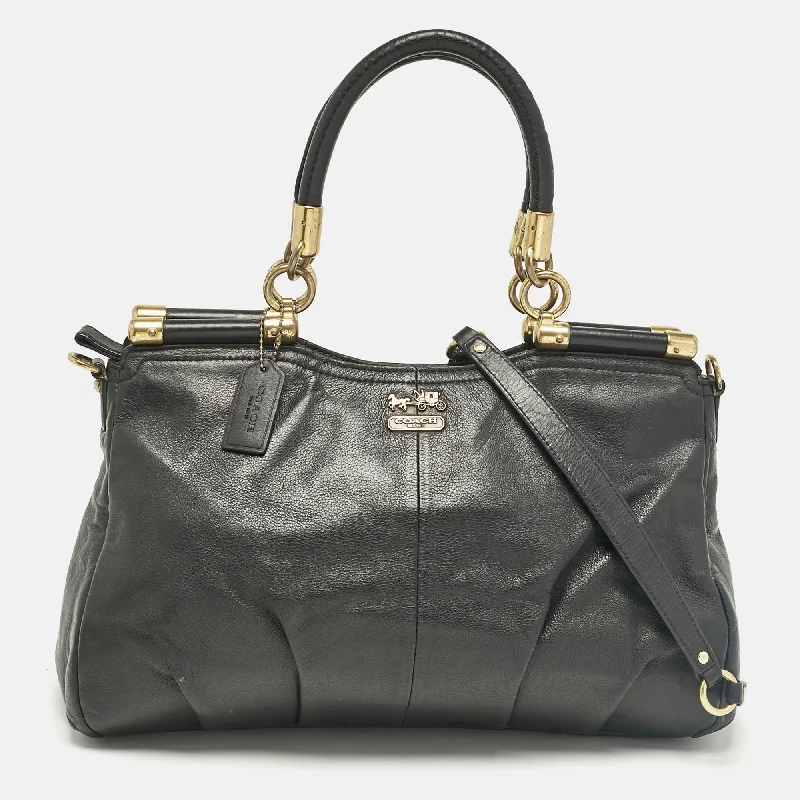 Black Leather Madison Pinnacle Carrie Satchel