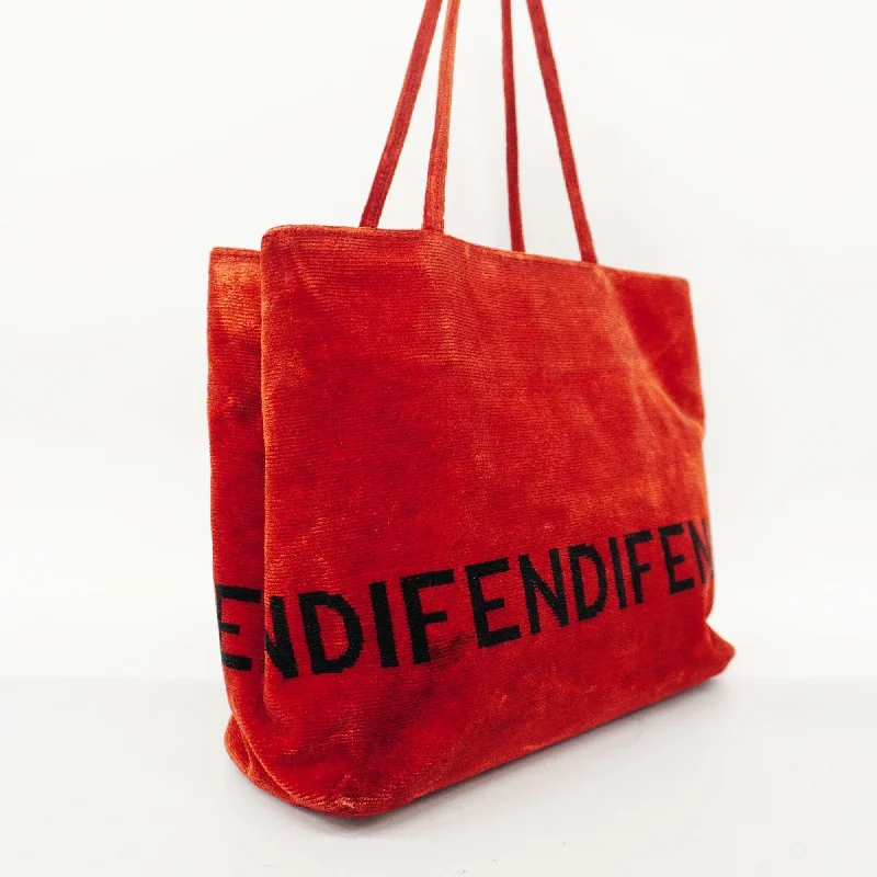 FENDI  Logo Velor Women's Tote Bag Red Color