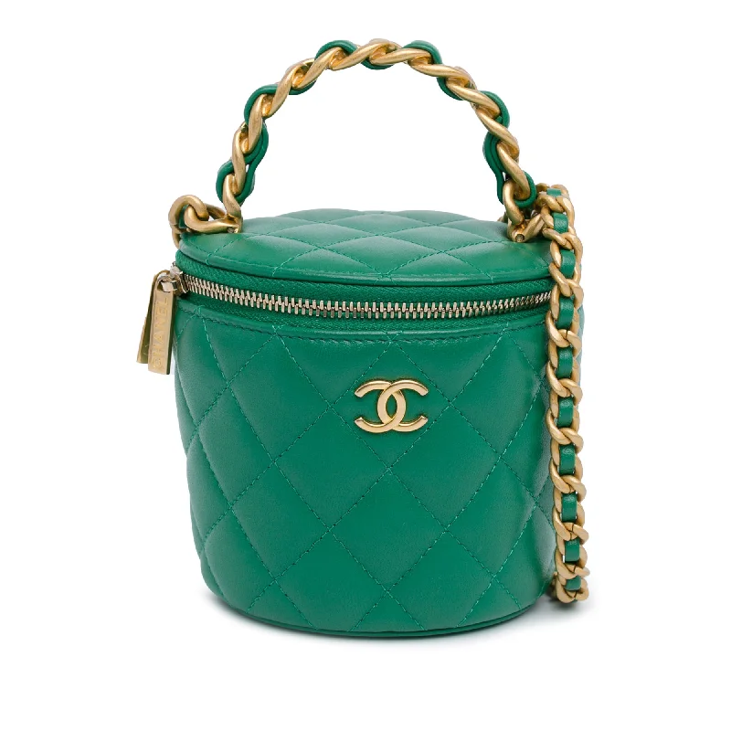 Green Chanel Quilted Lambskin Afternoon Tea Vanity Case with Chain Satchel