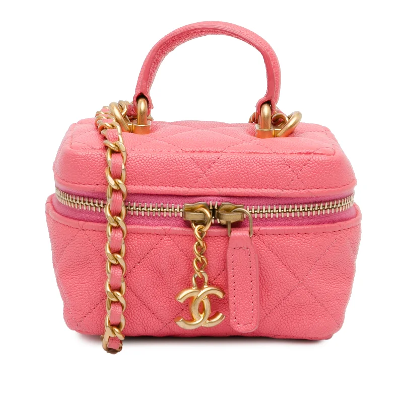 Pink Chanel Micro Caviar Chain Vanity Bag