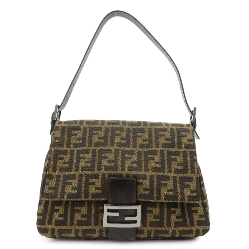 FENDI Mamma Baguette Zucca Canvas Leather Shoulder Bag 8BR001