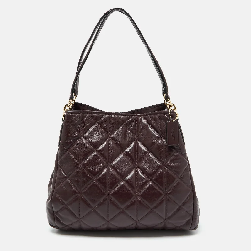 Burgundy Quilted Leather Phoebe Madison Shoulder Bag