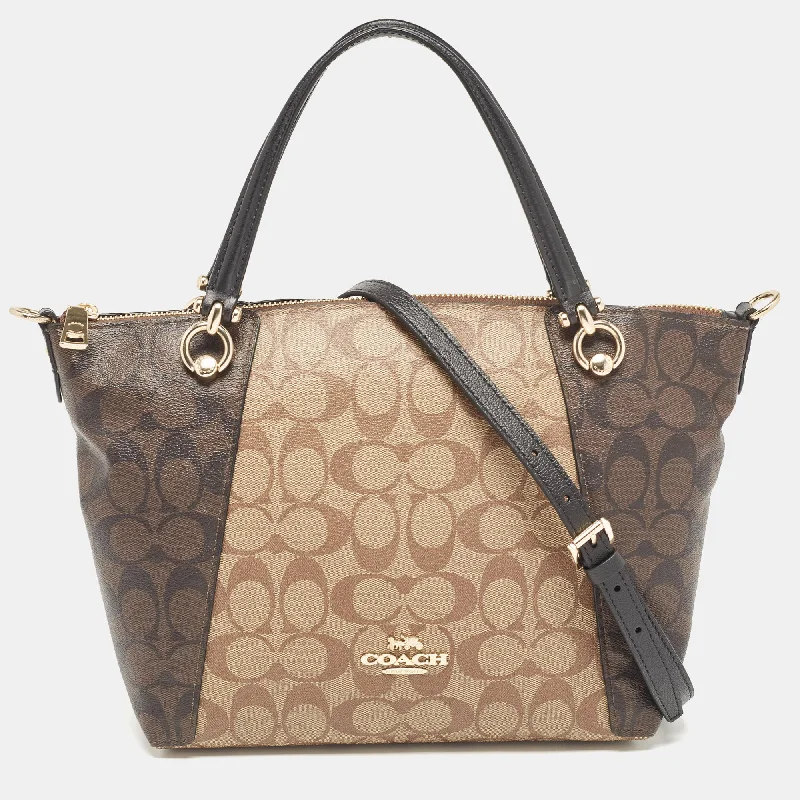 Brown/Black Signature Coated Canvas and Leather Kacey Tote