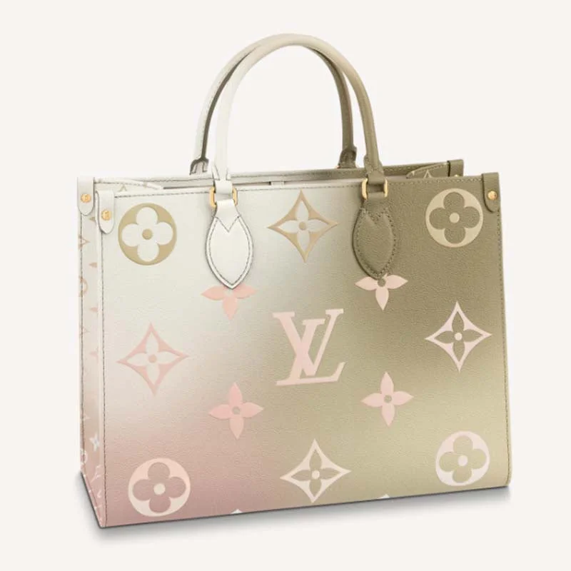 Louis Vuitton LV Women OnTheGo MM Tote Sunset Kaki Monogram Coated Canvas