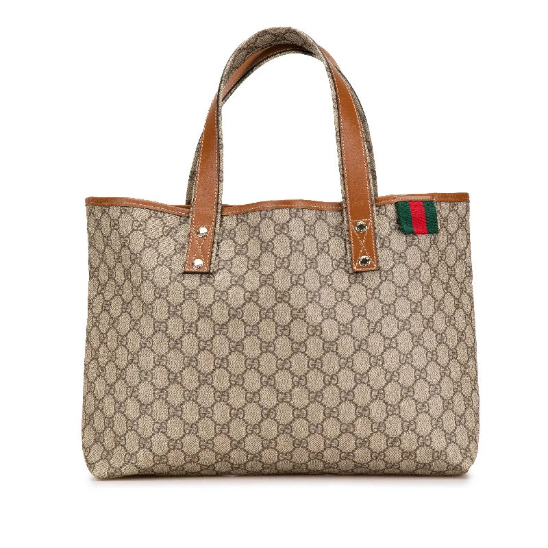 Brown Gucci Medium GG Supreme Web Loop Tote Bag