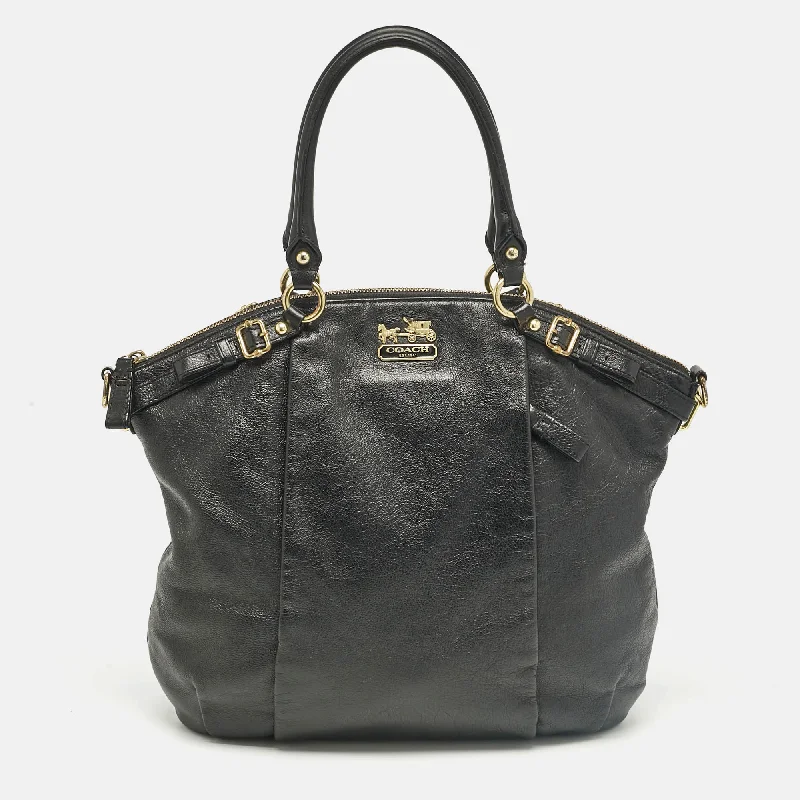 Black Leather Sophia Madison Tote