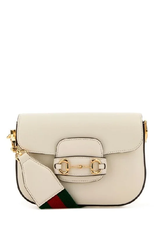 Gucci Women Ivory Leather Mini Horsebit 1955 Shoulder Bag