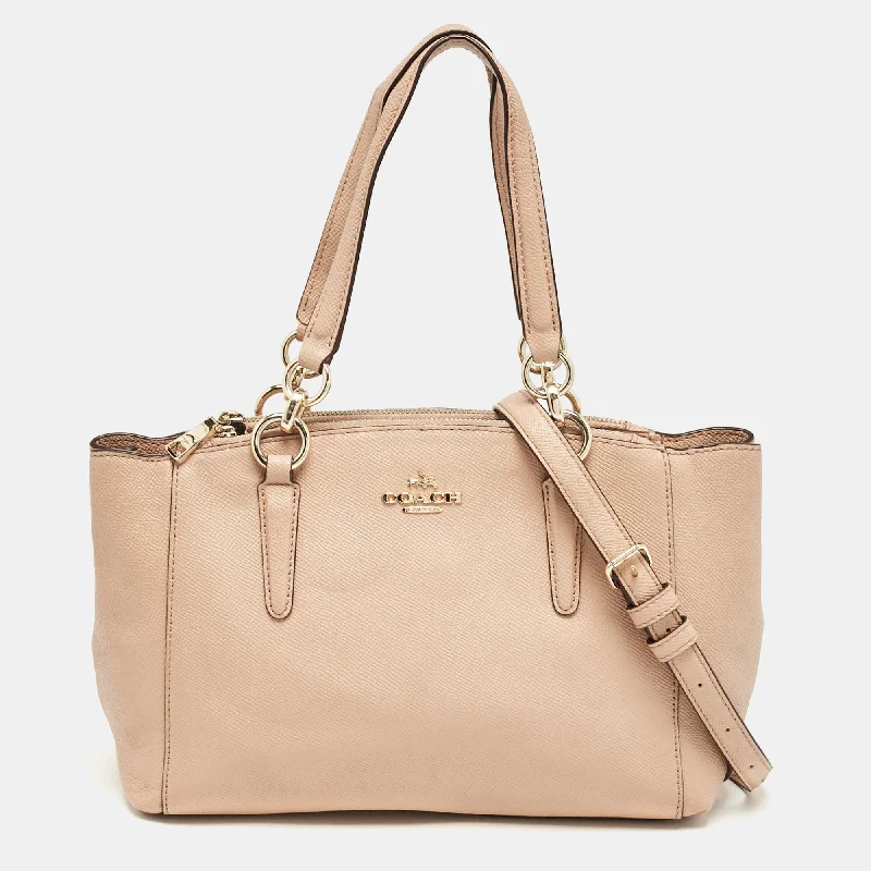 Peach Leather Mini Christie Carryall Double Zip Satchel