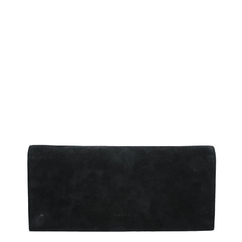 Gucci Black Suede Broadway Crystal Clutch