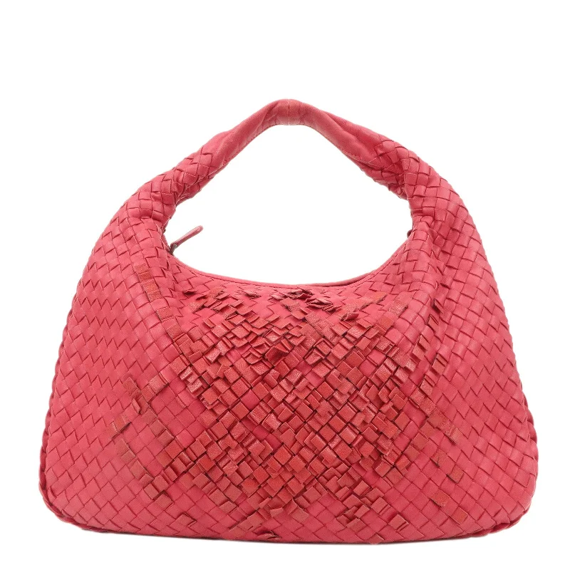 BOTTEGA VENETA Hobo Intrecciato Leather Shoulder Bag Pink 115653