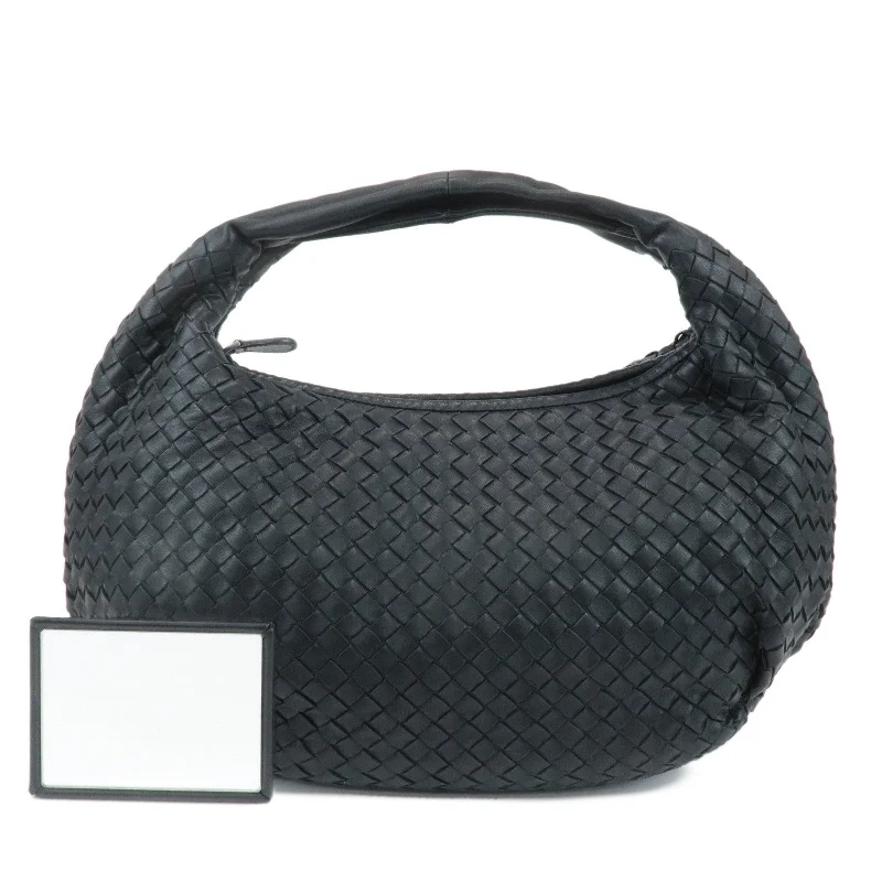 BOTTEGA VENETA Intrecciato Leather Shoulder Bag Black 232499