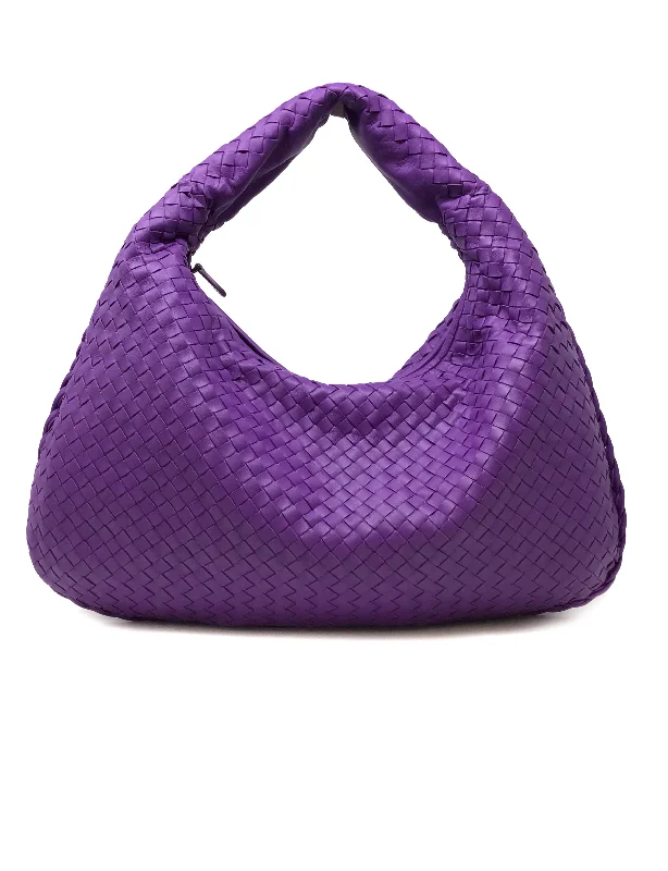 Bottega Veneta Vivid Violet Intrecciato Nappa LG Hobo Bag W/ Mirror