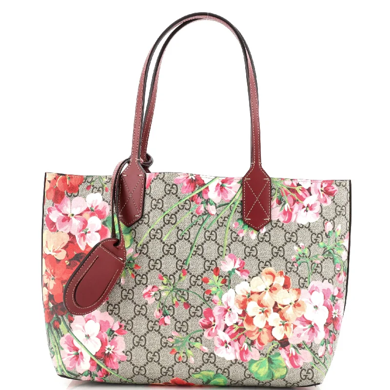 Reversible Tote Blooms Print Leather Small