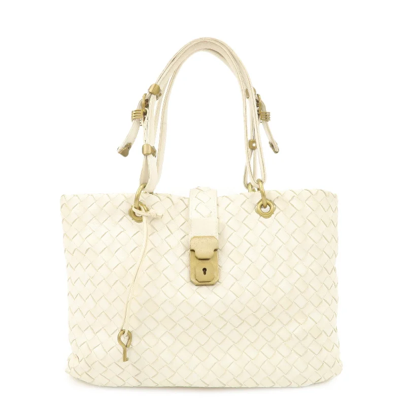 Bottega Veneta Intrecciato Leather Chain Shoulder Bag White