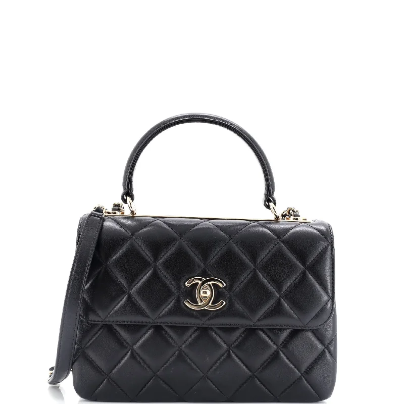 Trendy CC Top Handle Bag Quilted Lambskin Small