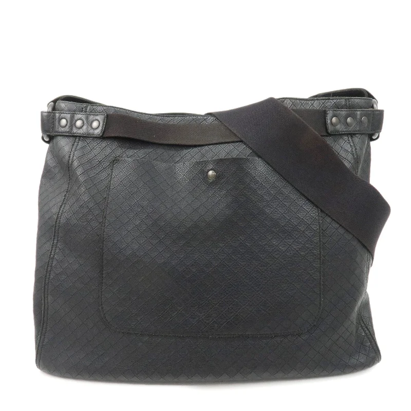 BOTTEGA VENETA Intrecciato Mirage Leather Shoulder Bag Black