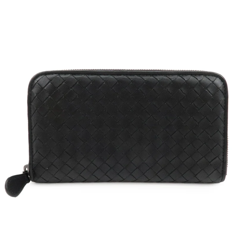 BOTTEGA VENETA Intrecciato Leather Round Zipper Long Wallet 114076