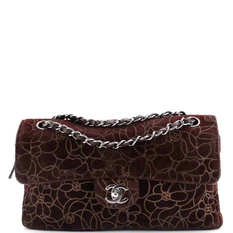 Camellia Flap Bag Embossed Suede