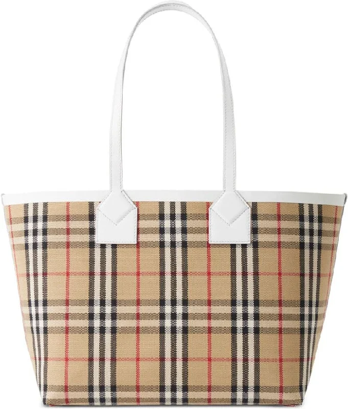 Women's Check Motif Small Tote Bag in Beige | Size UNI | 8072331A1464