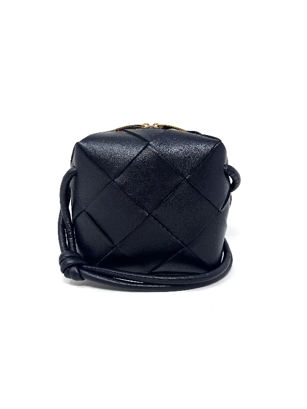 Bottega Veneta Black Intrecciato Lambskin Mini 'Cassette Camera' Bag