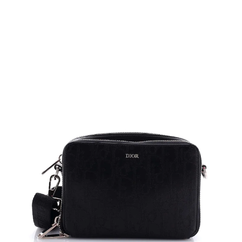 Double Zip Crossbody Pouch Oblique Galaxy Leather