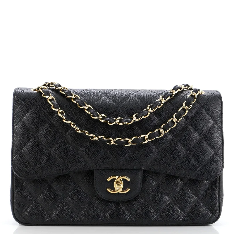 Classic Double Flap Bag Quilted Caviar Jumbo