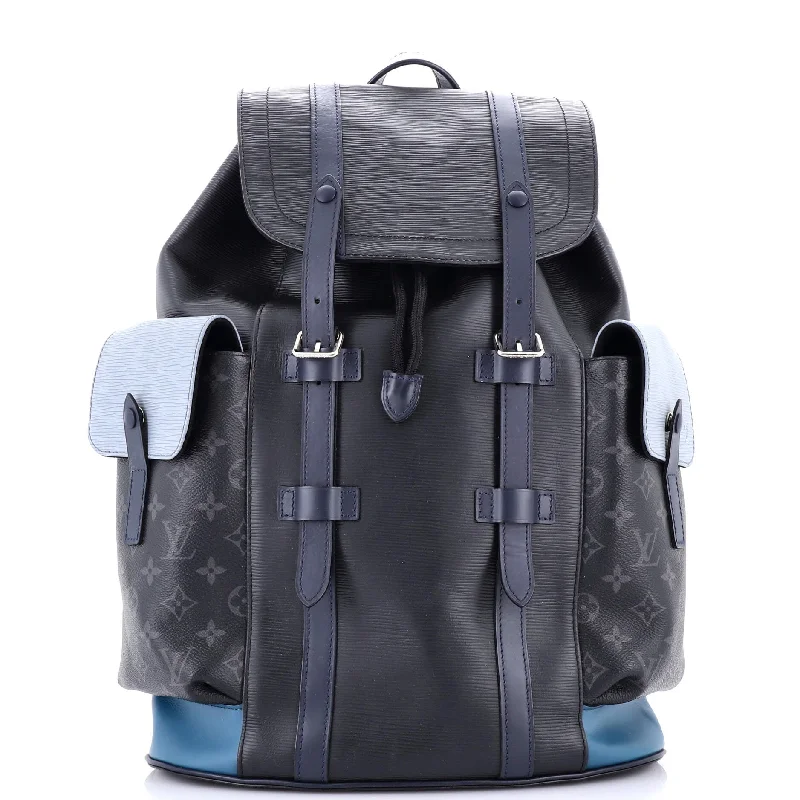 Christopher Backpack Epi Leather with Monogram Eclipse Canvas PM