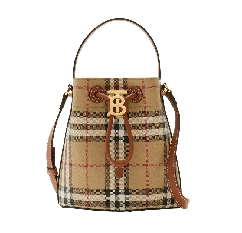 Burberry Mini Tb Bucket Bag for Women in Archive Beige/Briar Brown 8096040