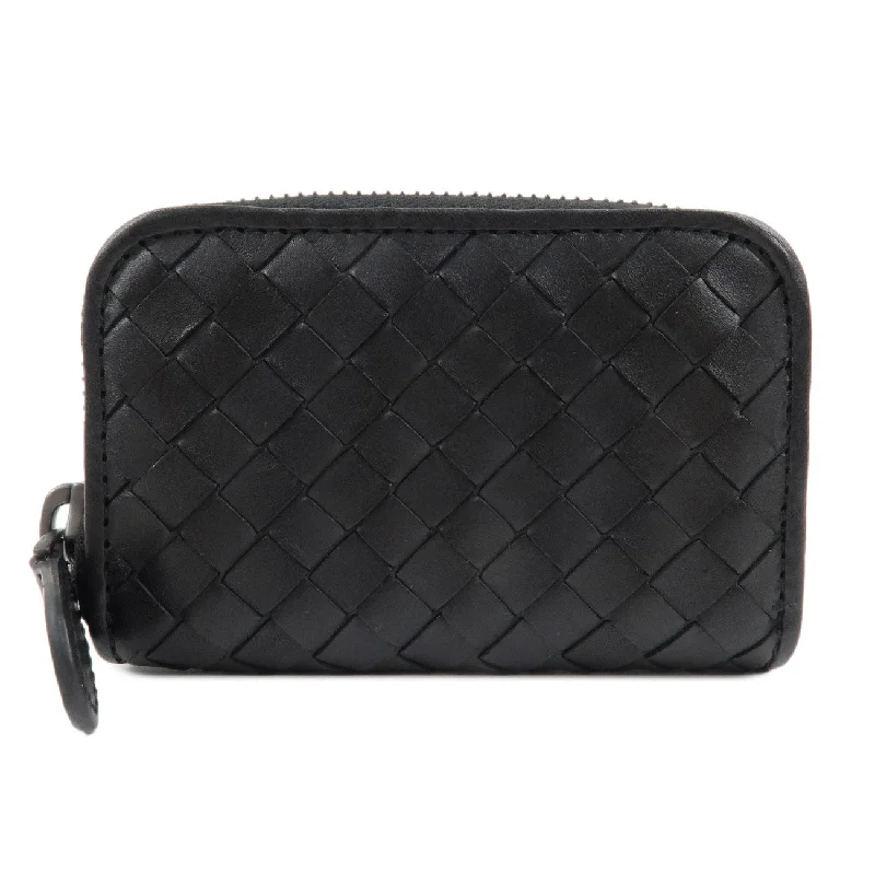 BOTTEGA VENETA Intrecciato Leather Coin Case Black 114075