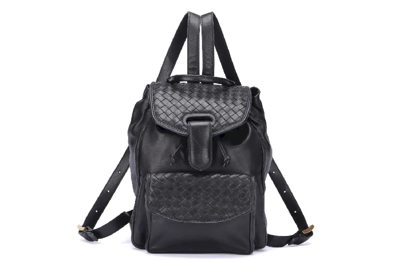 Bottega Veneta Vintage Intrecciato Backpack, Black Color