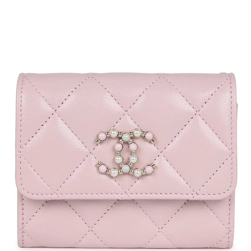 Chanel Mini Crossbody Wallet Pink Caviar Light Gold Hardware