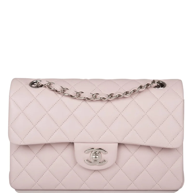 Chanel Small Classic Double Flap Bag Light Purple Lambskin Silver Hardware