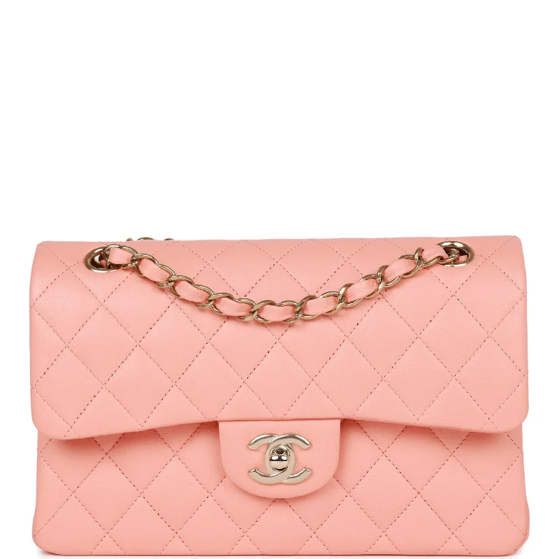 Chanel Small Classic Double Flap Pink Lambskin Light Gold Hardware