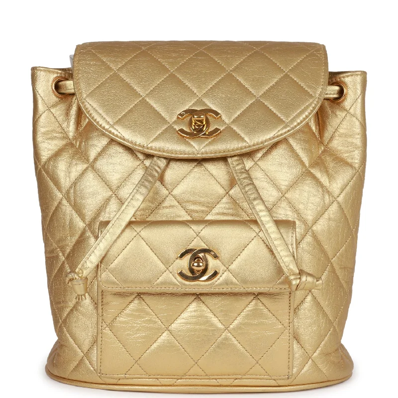 Vintage Chanel Duma Backpack Gold Metallic Lambskin Gold Hardware