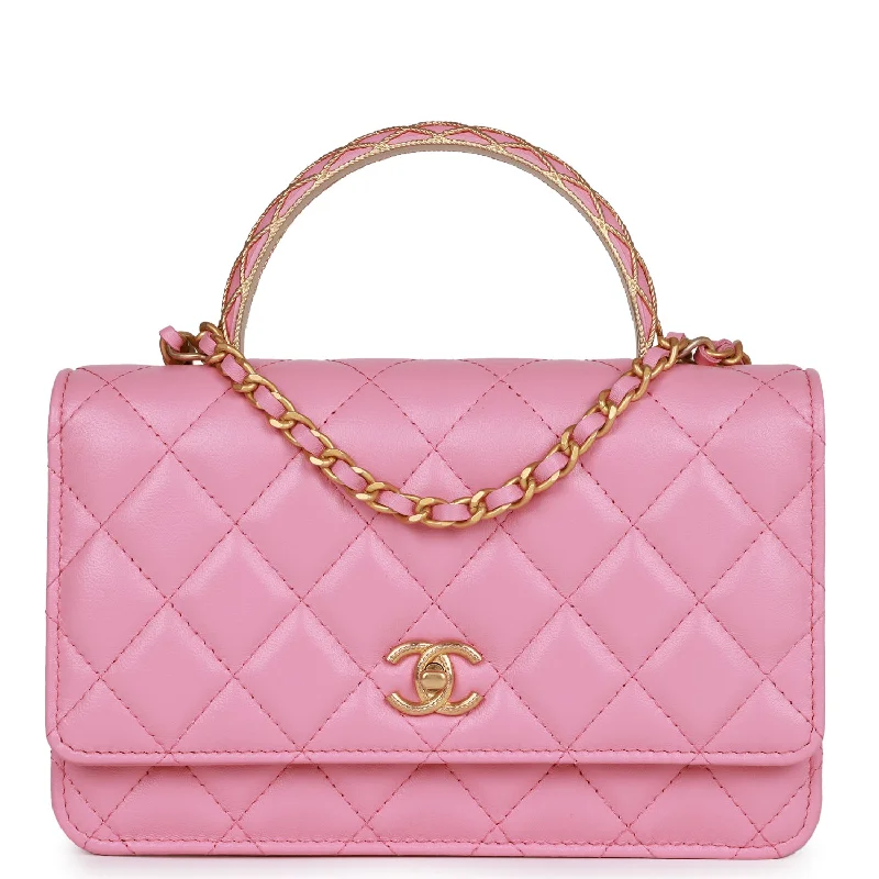 Chanel Wallet on Chain WOC Top Handle Pink Lambskin Gold Hardware