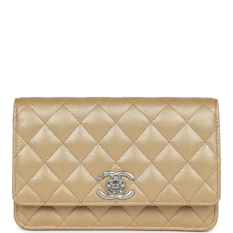 Chanel Wallet On Chain WOC Beige Iridescent Caviar Silver Hardware