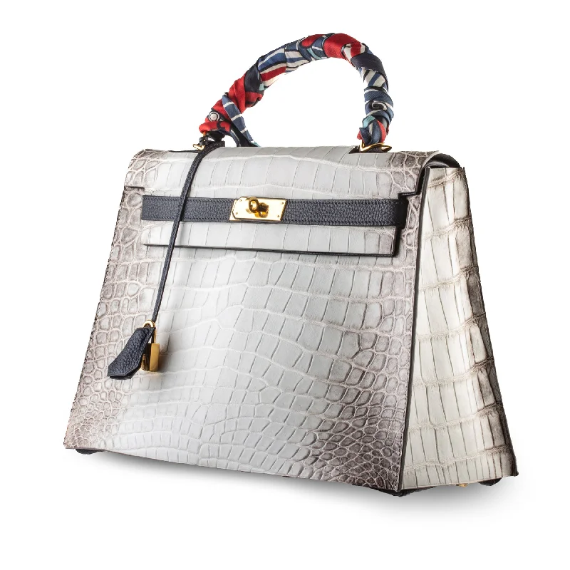 "Deluxe" Leather Cover (with flap) for Hermès Kelly & Birkin Bags - "Himalaya" type crocodile (Bag not included)