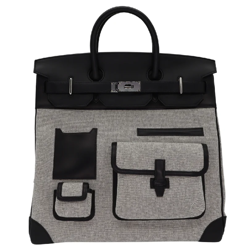 Hermès 40cm HAC Cargo Black (Noir) Toile/Evercalf Leather Palladium Hardware